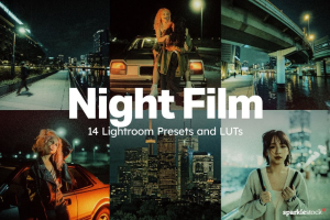 好莱坞电影级怀旧都市夜间摄影颗粒噪点LR预设素材 D518